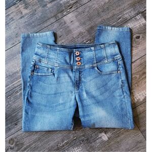 Sculpting High Rise Cropped Stretch Skinny Jeans Size 15